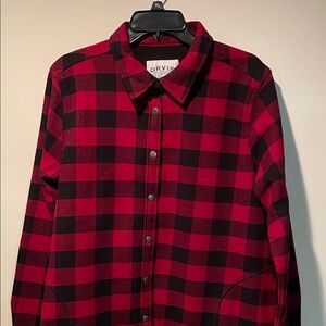 Orvis Men's Bold Red and Black Checkered Shirt